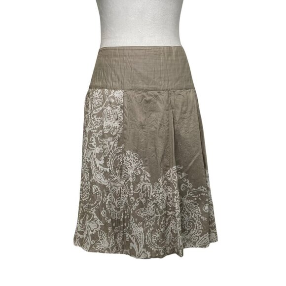 INC International Concepts Dresses & Skirts - INC International Concepts Tan/White Floral Print Sequined A-Line Skirt Size 16